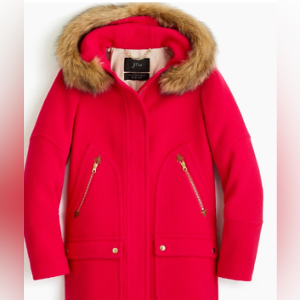 J. Crew NWT Chateau Parka Dark Pink Magenta Sz 6